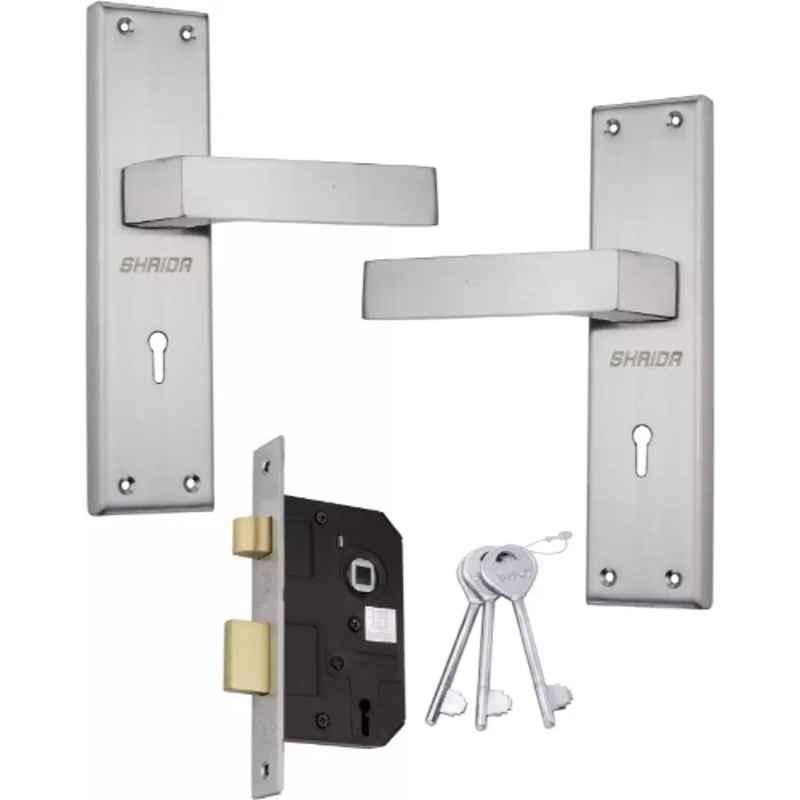 Shrida 430 Stainless Steel Silver Polished Mortise Lock Set with 3 Keys