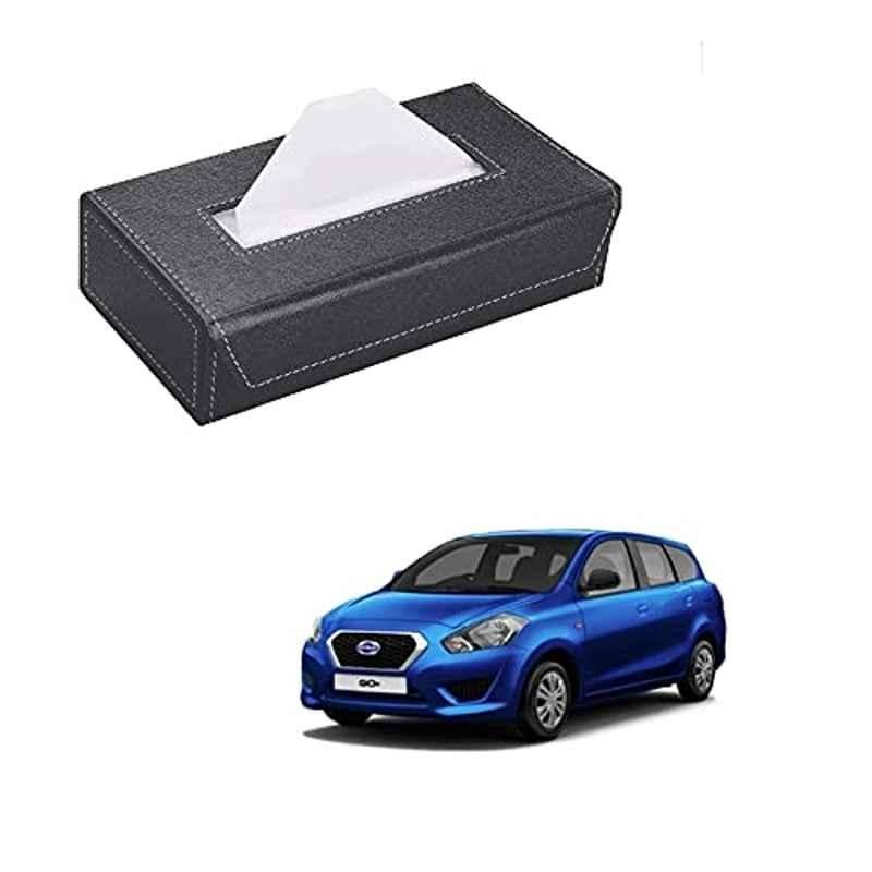 Kozdiko 100 Pulls PU Leather Grey Car Tissue Paper Box with 200 Sheets for Datsun Go Plus
