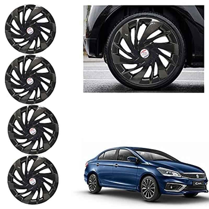 Auto Pearl 4 Pcs 15 inch ABS Black Car Wheel Cover Set for Maruti Suzuki Ciaz 2018, WCBLK19