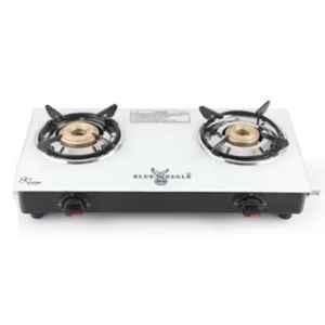 Blue Eagle 2 Burner White Manual Toughened Glass Gas Stove, ALCKWBEL00008