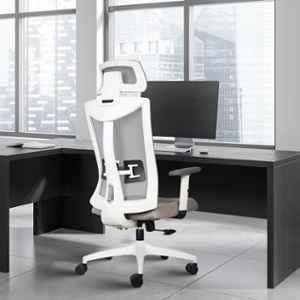 Rose Henley Mesh White & Grey High Back Revolving Ergonomic Office Chair