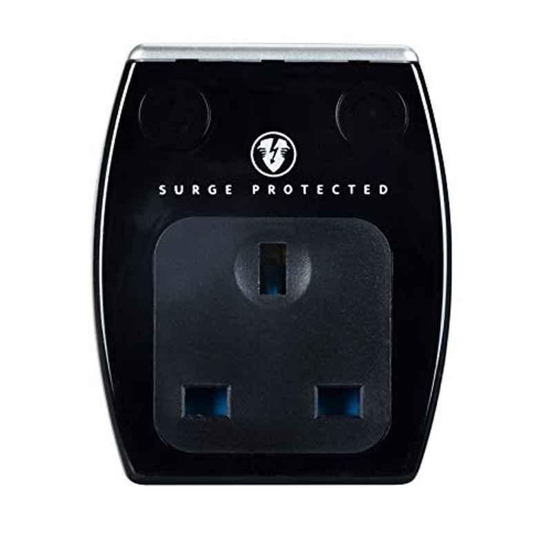 Masterplug 3.1A Gloss Black Single Socket Power Adaptor with Two USB Charging Points, SRGAUSBPB3-MP