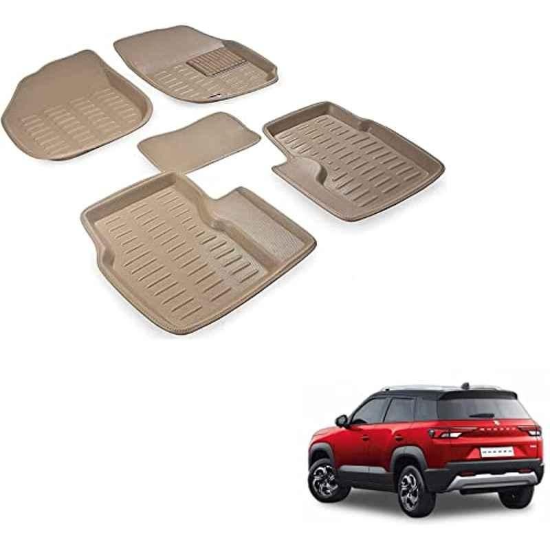 Kozdiko 3D Beige Car Foot Mat Set for Maruti Suzuki Brezza New 2022, Mat_53