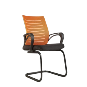CELLBELL Desire C104 Mesh Metal Base Orange Visitor Chair for Office