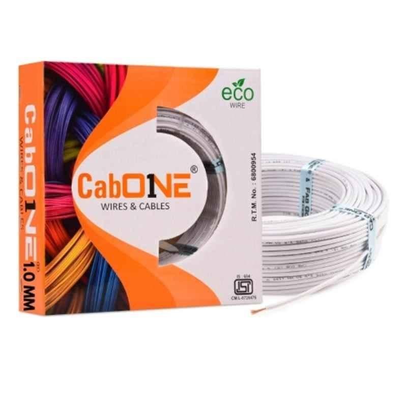 CabONE 0.75 Sqmm White FR PVC Multi Strand Electrical Wire, CabONE006, Length: 90m
