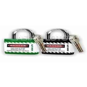 Asian Loto 2 Pcs Metal & Plastic Green & Black Regular Shackle Jacket Padlock Set with 3 Keys, ALC-LPR