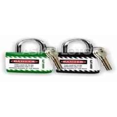 Asian Loto 2 Pcs Metal & Plastic Green & Black Regular Shackle Jacket Padlock Set with 3 Keys, ALC-LPR