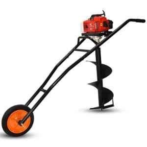 Asha Agri 3HP 63cc 2 Stroke Petrol Operated Earth Auger Machine with 8 & 12 inch Single Spiral Planter Bits for Plantation, Fencing & Post Hole Digging in All Soil Types, AGRI-AEA-263T