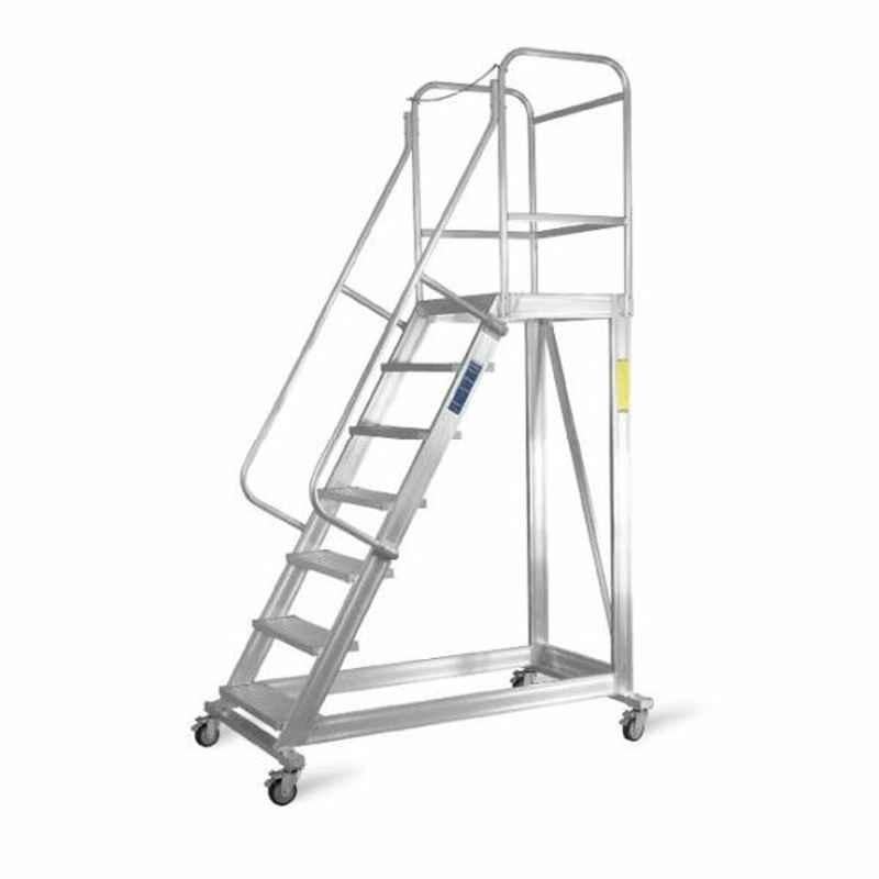 Topman RSAL8 3000mm Aluminium Silver Rolling Staircase 7 Plus 1 Step