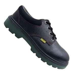 JAMA Leather PU Steel Toe Black Safety Shoes, 82544-JS076DD-06, Size: 6