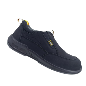 JCB Glide S1 Nubuck Leather Black Steel Toe Slip-On Safety Shoes for Men, Size: 7