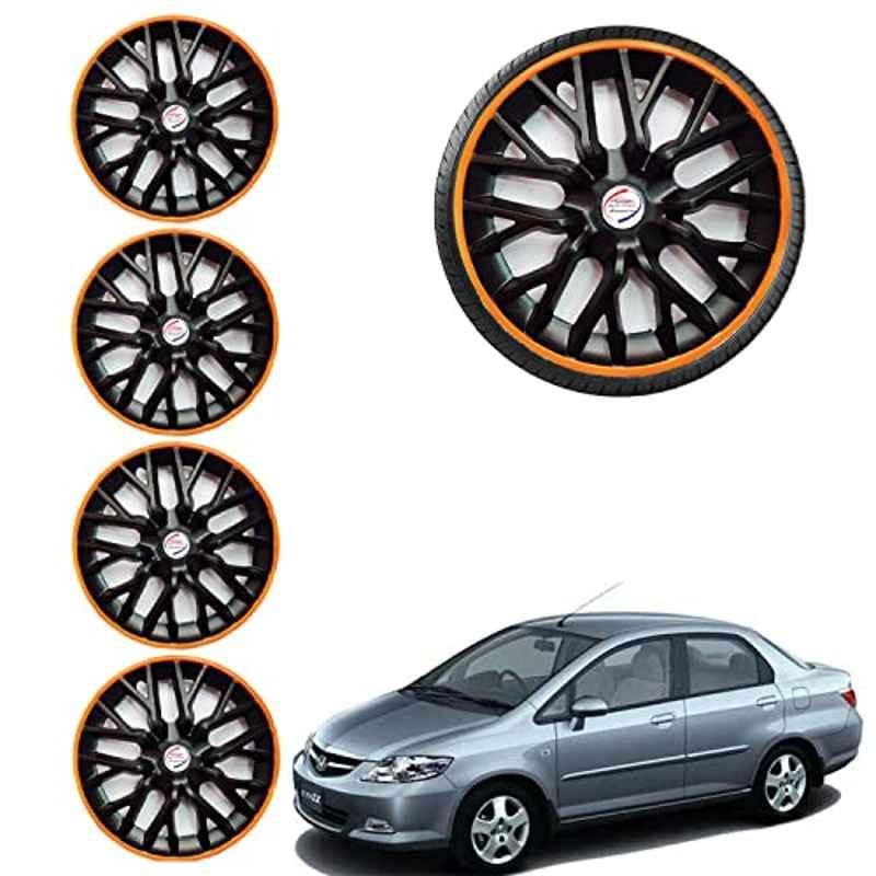 Auto Pearl 4 Pcs 14 inch ABS Black & Orange Car Wheel Cover Set for Honda CityZX Phoenix