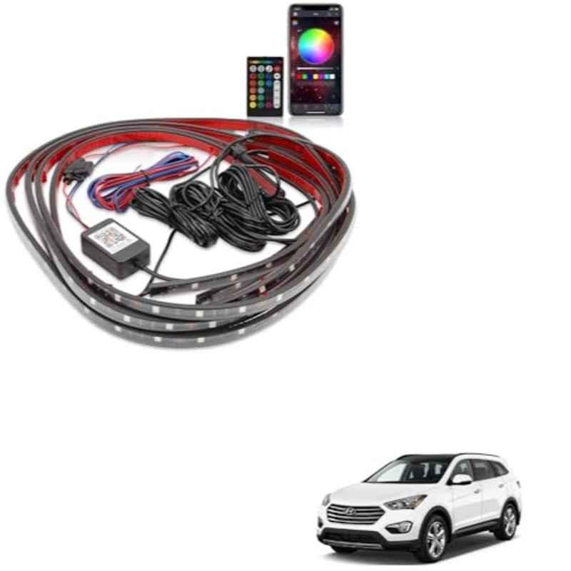 Kozdiko 12V Car Underbody Multicolor LED Strip Light Set with Wireless Remote for Hyundai Santafe