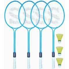 STYRKR Alloy Steel Blue Badminton Racquet Set of 4 Steel Frame with Shuttlecock 3 25 Badminton Kit