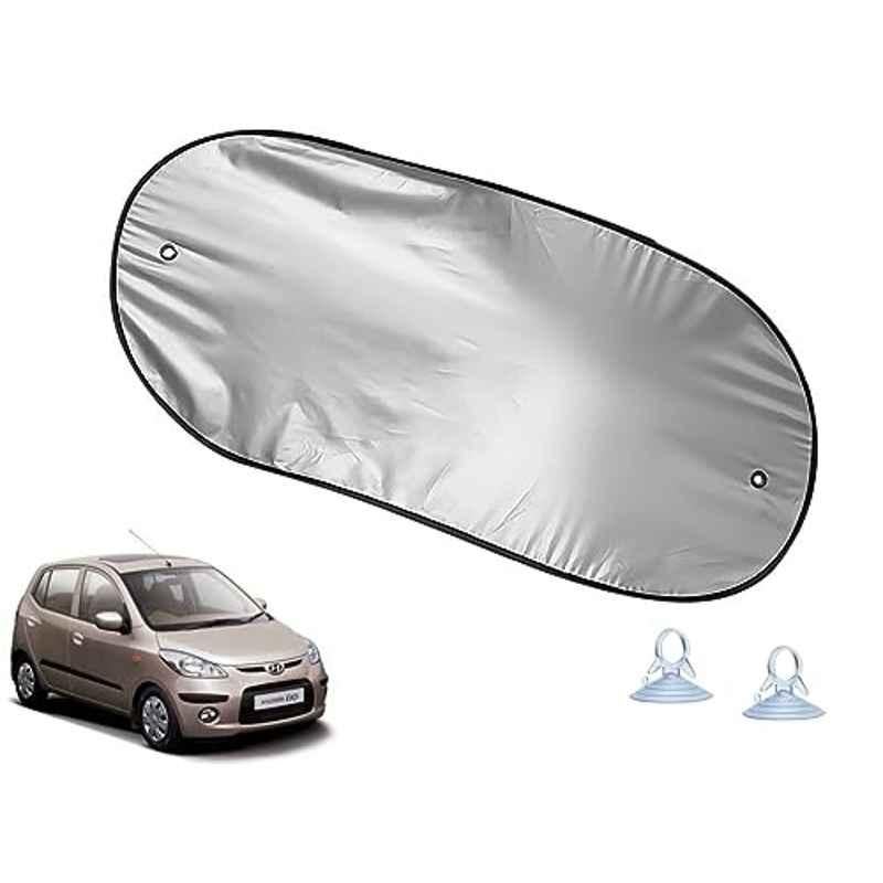 Auto Pearl Polyester Black & Silver Rear Window Sun Shade Curtain with Storage Pouch for Hyundai i10 Type 1 2007-2010