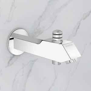Plantex Pure Brass Silver Chrome Bathtub Spout with Button Attachment for Hand Shower with Water Saving Aerator with Teflon Tape & Wall Flange/Spout with Button, PRI-322