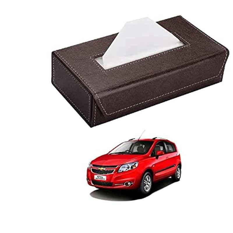 Kozdiko 100 Pulls PU Leather Brown Car Tissue Paper Box with 200 Sheets for Chevrolet Sail Hatchback