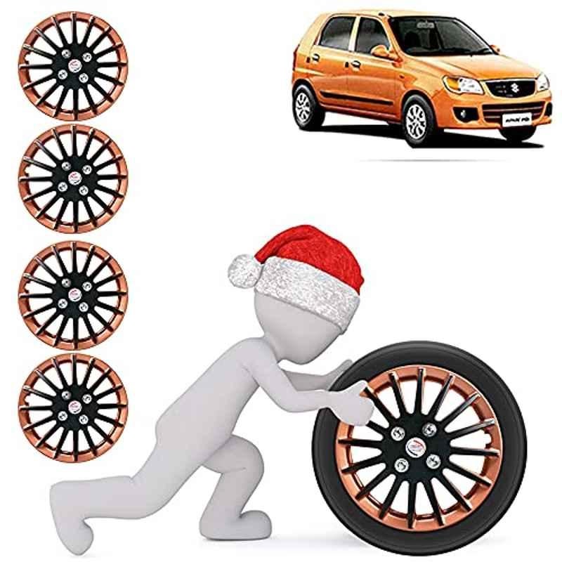 Auto Pearl 4 Pcs 13 inch ABS Copper & Black Press Fitting Wheel Cover Set for Maruti Suzuki Alto K10 Old