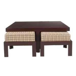 Evok Trendy Engineered Wood Red Delite Coffee Table with 4 Stool Set, FLILSTPBRDMT68997M