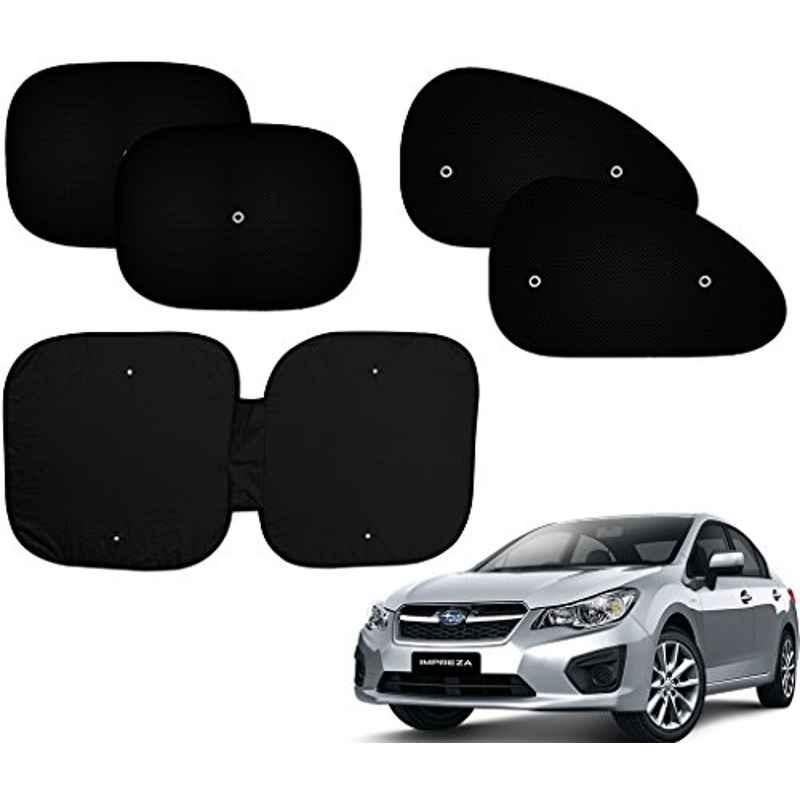 Auto Pearl 5 Pcs PVC & Mesh Black Window & Front Sun Shade Set for Subaru Impreza