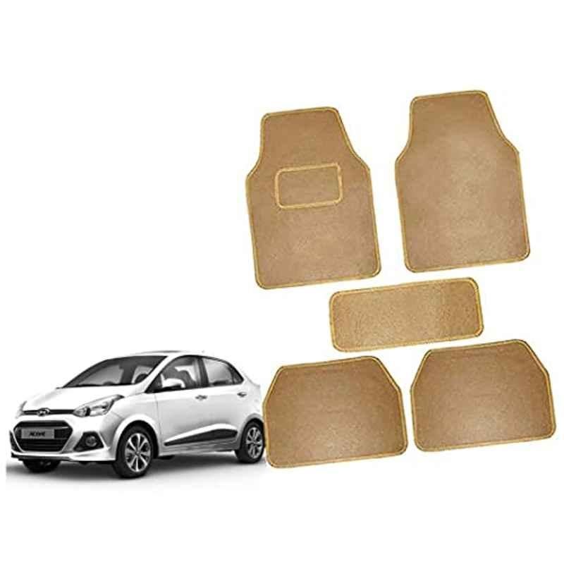 Auto Pearl 5 Pcs Polyester Beige Car Floor Carpet Set for Hyundai Xcent 2016