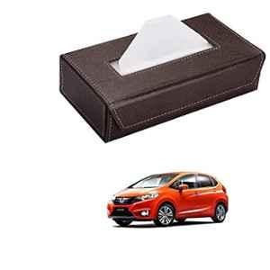 Kozdiko 100 Pulls PU Leather Brown Car Tissue Paper Box with 200 Sheets for Honda New Jazz