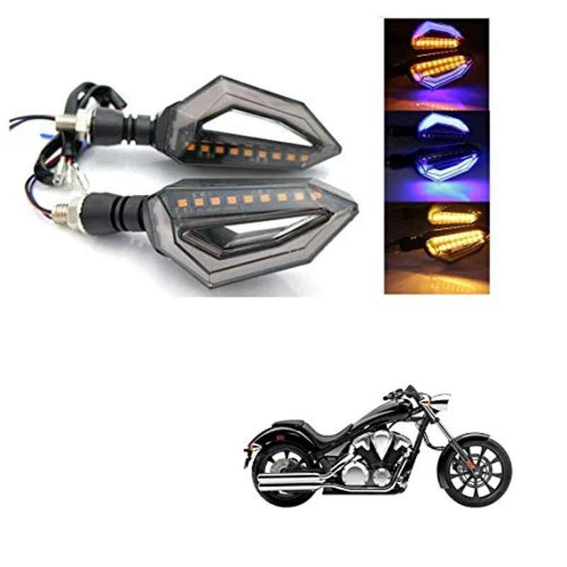 Kozdiko 4 Pcs Bike D Shaped 9 LED Front & Rear Side Turn Signal Indicator Light Set for Honda VT 1300 Cx
