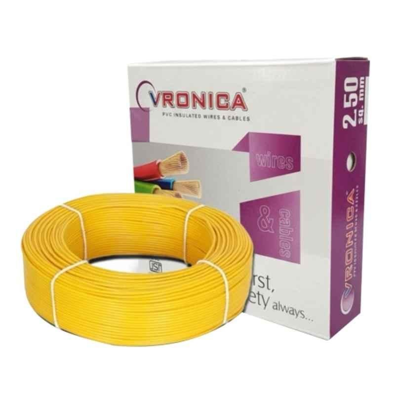 Vronica 2.5 Sqmm PVC Insulated Single Core Yellow House Wire, Length: 90 m