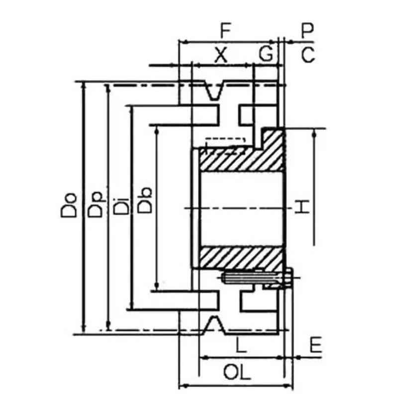 Mitsuboshi Maxstar 1600mm 8V Belt 8 Groove Wedge Pulley, 1600-8V-8-W1-picture-29