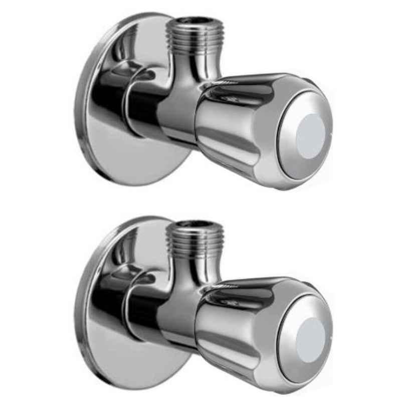 Joyway Conty Brass Chrome Finish Silver Angle Valve Stop Cock (Pack of 2)