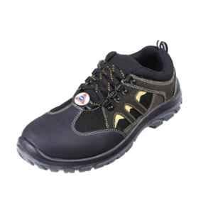 Acme Frolic Croma Leather Low Ankle Steel Toe Olive & Black Safety Shoes, Size: 5