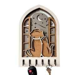 Artiggle Engineered Wood Multicolour Do Paint Your Self Lovely Pets Design Key Holder