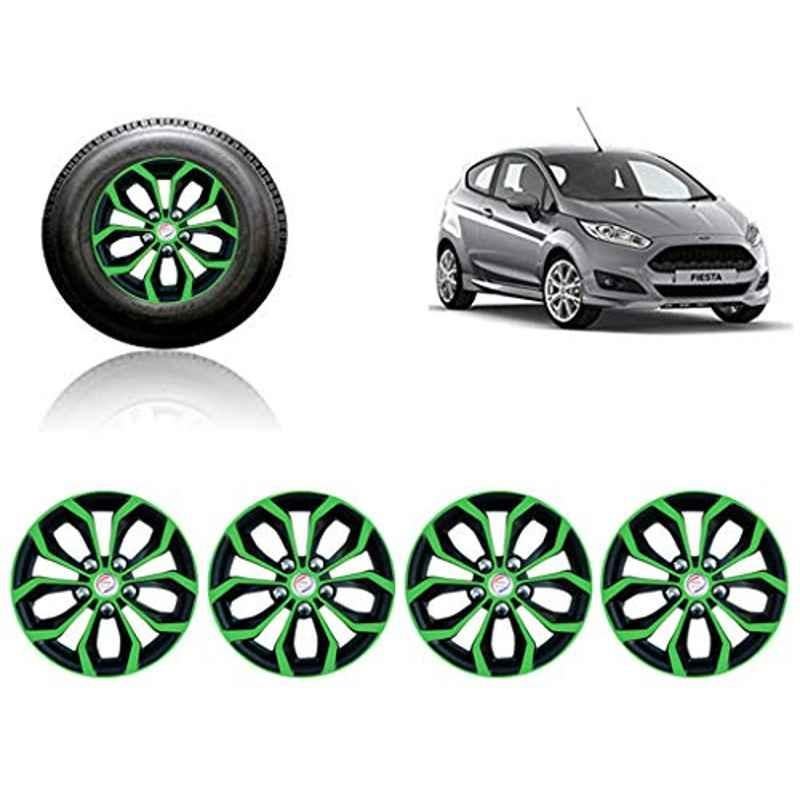 Auto Pearl 4 Pcs 14 inch ABS Green & Black Car Wheel Cover Set for Ford Fiesta New