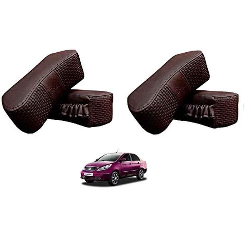 Kozdiko 4 Pcs CV Designer Cola Leatherite Neck Rest Car Cushion Pillow Set for Tata Manza