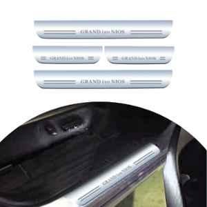SureStrive 4 Pcs Stainless Steel Silver Footstep Sill Plate Set without LED for Hyundai I10-Grand Nios All Model