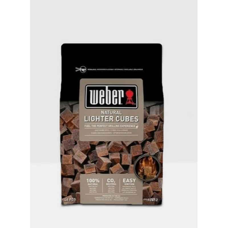 Weber 25cm Brown Natural Lighter Cubes, 285769 (Pack of 48)