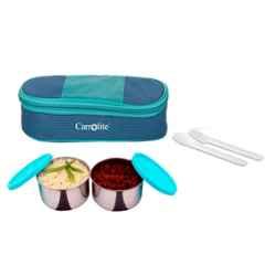 Carrolite 400ml Blue & Cyan Stainless Steel Lunchbox, Trendy_1001 (Pack of 3)