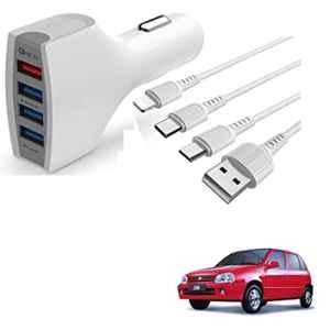 Kozdiko 4 Port USB Car Charger with 3 in 1 Cable for Maruti Suzuki Zen