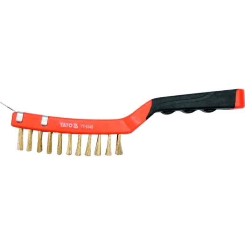 Yato 290mm 4 Rows Brass Wire Brush with Plastic Handle, YT-6345
