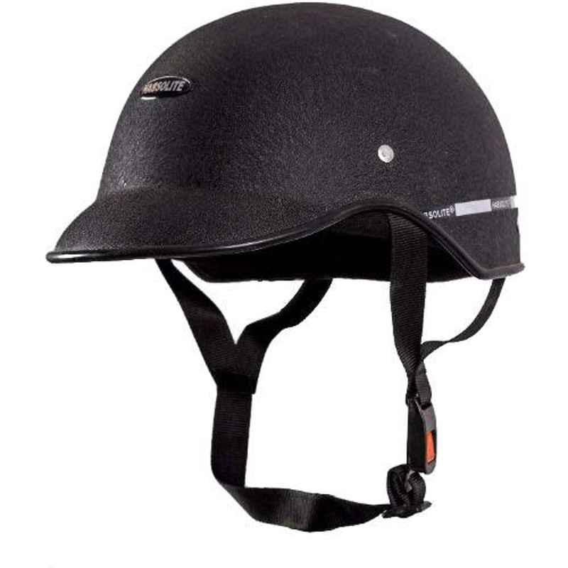 Habsolite HB-MWB1 Mini Wrinkle Black Safety Helmet With Quick Release Strap, Size: Free Size