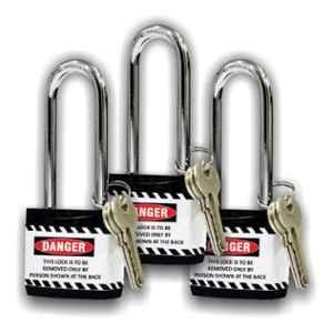 Asian Loto 3 Pcs 65mm Black Long Shackle Jacket Padlocks Set for Safety, ALC-LPL-KKK