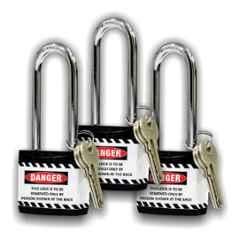 Asian Loto 3 Pcs 65mm Black Long Shackle Jacket Padlocks Set for Safety, ALC-LPL-KKK