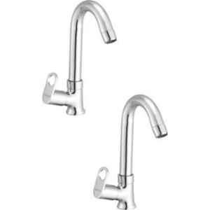 Prestige Prime Brass Chrome Finish Swan Neck Pillar Tap (Pack of 2)