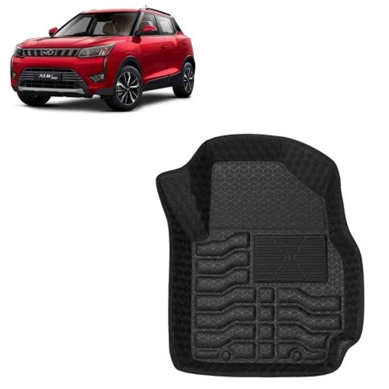 Kingsway 3 Pcs Premium 4.5D 100% Waterproof Tray Shape PVC Black Car Floor Mat Set for Mahindra XUV 300 Manual 2019 to 2023 All Model
