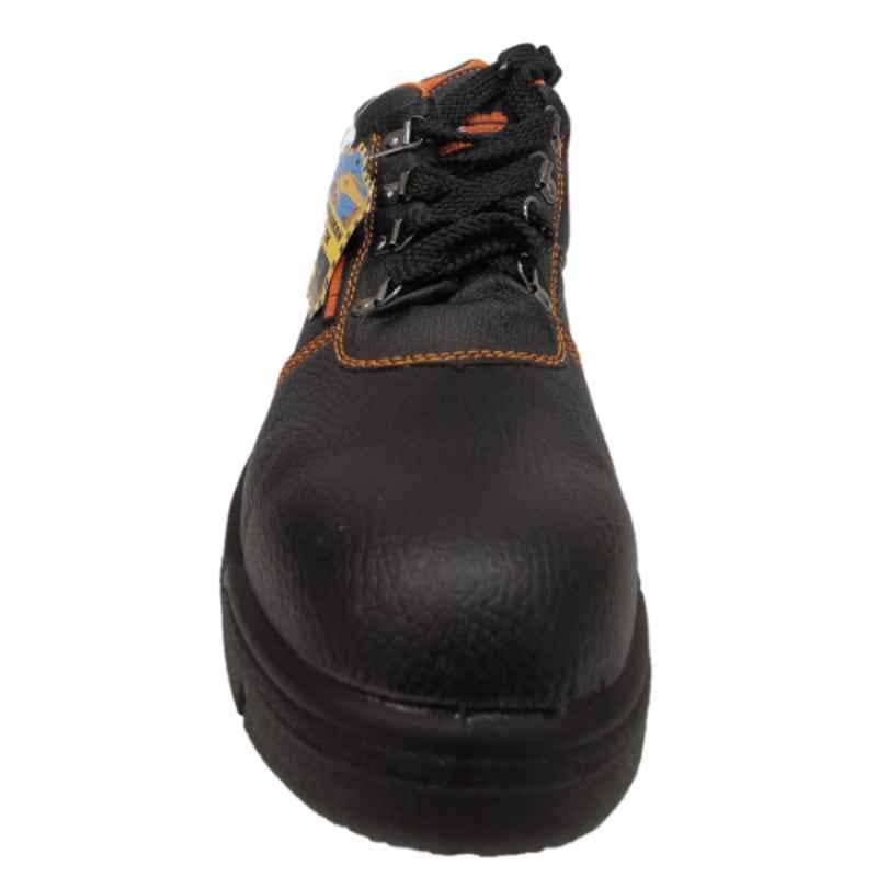 Workman Rock Leather Iron Toe Black & Orange Safety Shoes, QA70, Size: 40