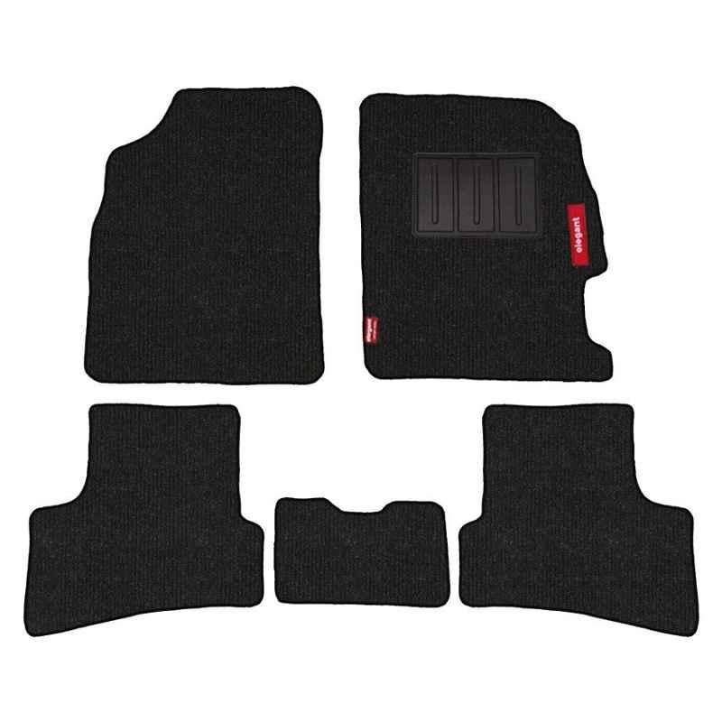 Elegant Carry 5 Pcs Polypropylene Black Carpet Car Floor Mat Set for Honda Amaze