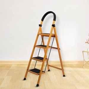 Plantex 150kg 4 Step Yellow Premium GI Steel Ladder for Home/Wide Anti Skid Step Ladder