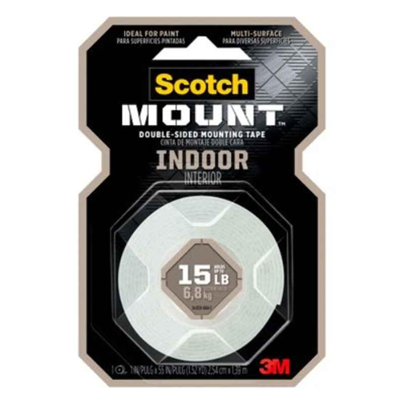 3M Scotch Mount 1 inch Indoor Double Sided Mounting Tape, 314H-MED, Length: 125 inch