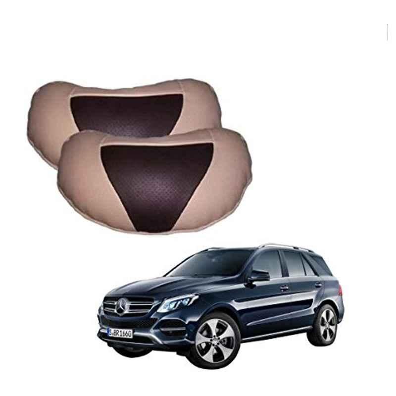 Kozdiko 2 Pcs Beige & Brown Car Neck Rest Cushion Pillow Set for Mercedes Benz GLE-Class