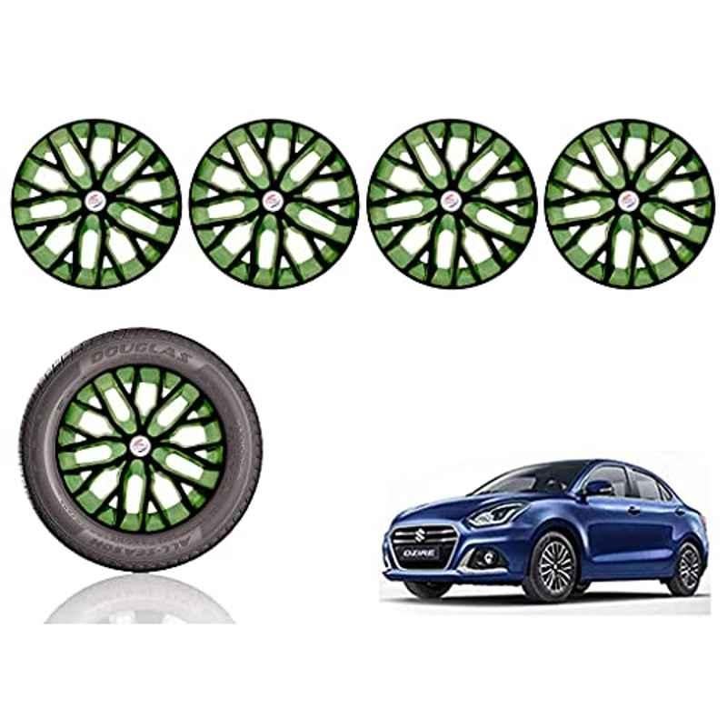 Auto Pearl 14 inch ABS Black & Green Press Type Car Hub Cap Wheel Cover for Swift Dzire 2020